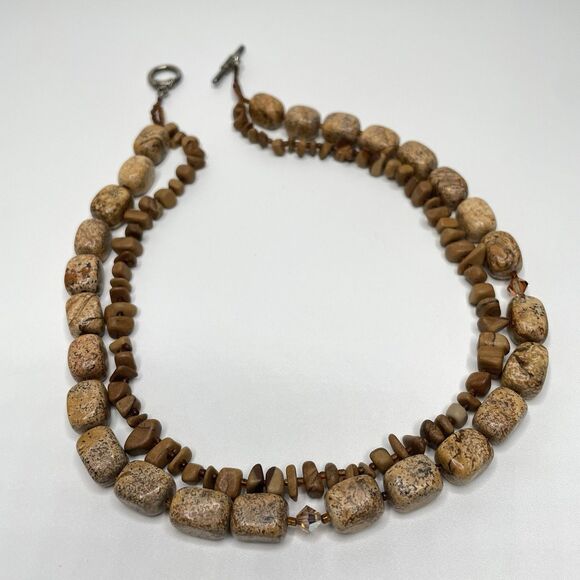 Stunning Picture Jasper Beaded Statement Necklace Ethnic Boho Unique Layered - Picture 2 of 8